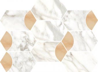 Мозаика Vallelunga Ceramica Luce Grey Decoro Esagona Rame Satin 26x35