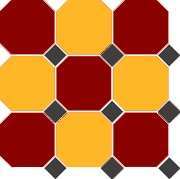 Керамогранит Topcer 4420-21 OCT14-A Brick Red 20 Ochre Yellow 21 Octagon-Black 14 Dots 30x30