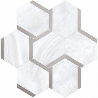 Мозаика Vallelunga Ceramica Nolita Esagona Bacchetta Platino Satin 28x30