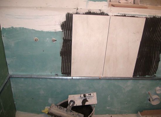 Укладка плитки на гипсокартон