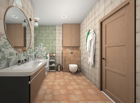 Дизайн-проект ванной комнаты - керамогранит Mainzu Bottega