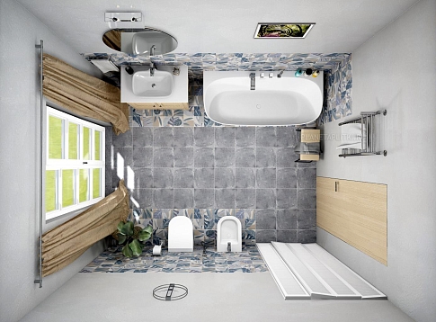  Дизайн-проект ванной комнаты - керамогранит GayaFores Habana