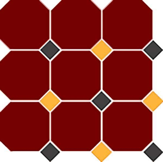 Керамогранит Topcer 4420 OCT14+21-A Brick Red Octagon 20-Black 14 + Ochre Yellow 21 Dots 30x30