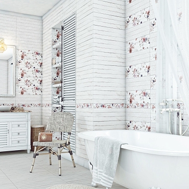 Бордюр настенный Шебби Шик белый7x60